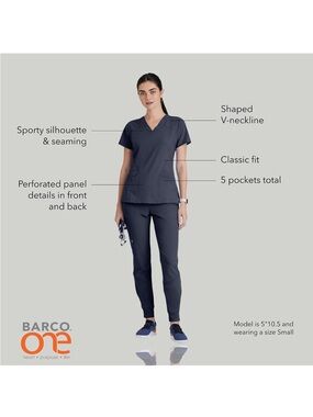 Barco One Scrub set in size XS-Small/ XS Bottoms/ Small Top/ Steel Gray color